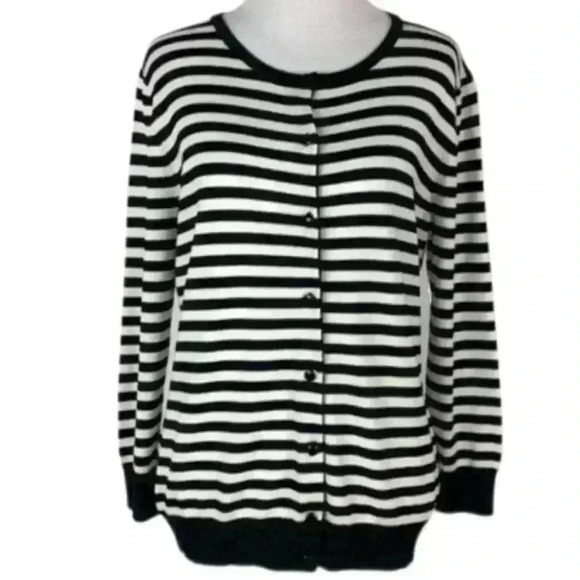 Cynthia Rowley sweater size M black white cardigan - Picture 1 of 8